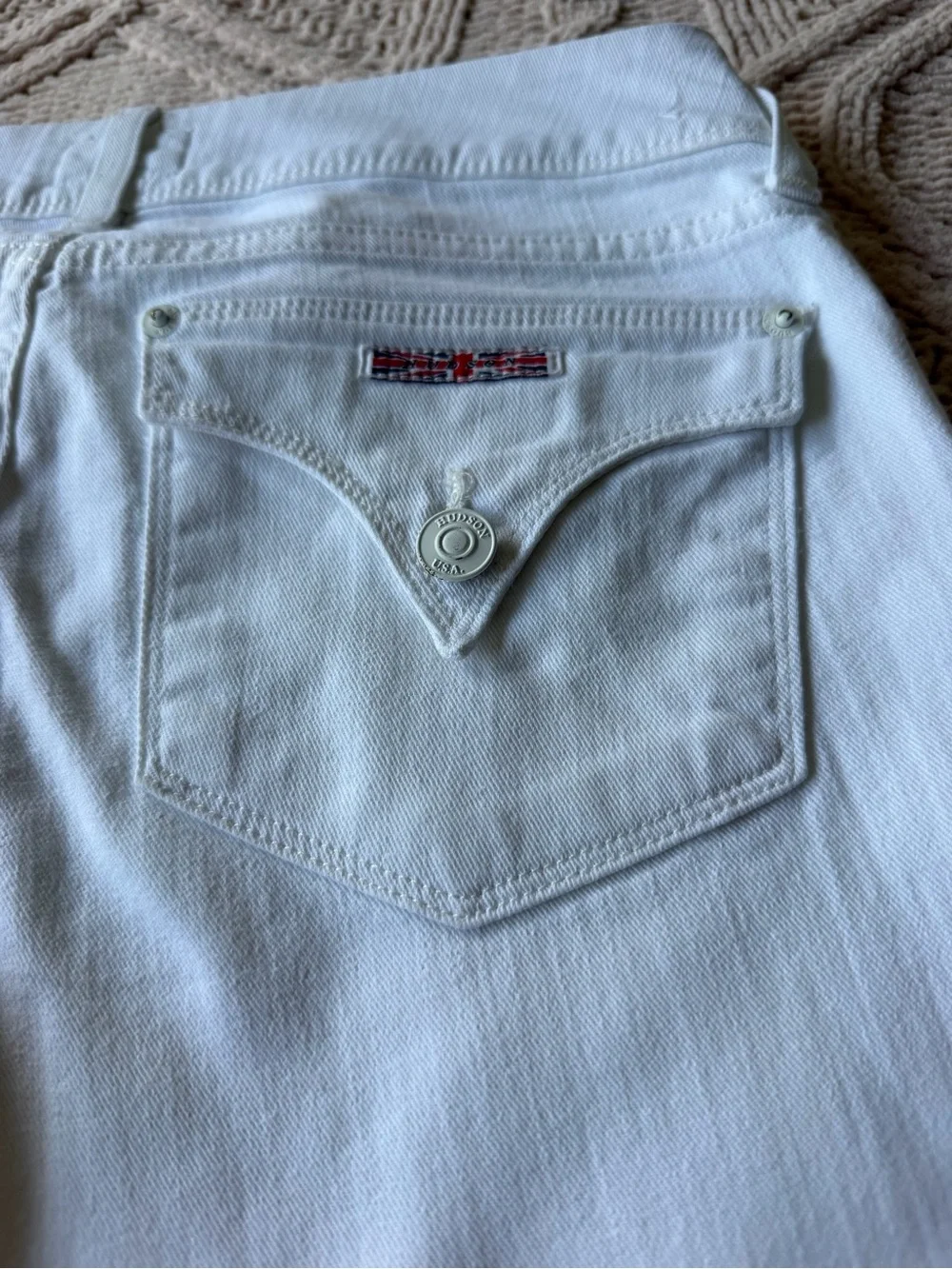 Hudson Jeans Women's Skinny Cuffed White Denim